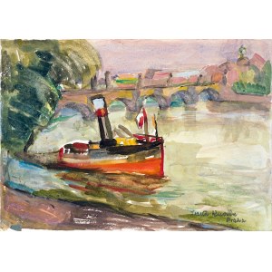 Irena Knothe (1904-1986), Ship on the Vltava River, 1960s.