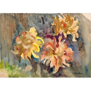 Irena Knothe (1904-1986), Golden chrysanthemums, 1970s.