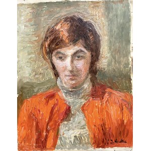 Irena Knothe (1904-1986), Pomarańczowy sweter, lata 60 XX w.