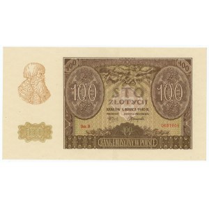 100 zloty 1940 - Serie B - contraffazione ZWZ - cifra rossa