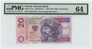 20 zlotých 1994 - série YF podepsaná designérem Andrzejem Heidrichem