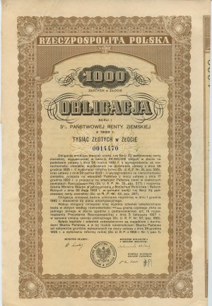 Obbligazione Serie I, 3% rendita statale in oro 1.000 oro 1933 - RARO