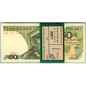 PACZKA BANKOWA - 50 złotych 1988 - seria HN 100 sztuk banknotów