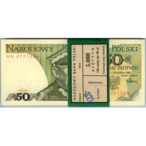 BANK PACKAGE - 50 zloty 1988 - HN series 100 banknotes