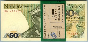 BANK PACKAGE - 50 zloty 1988 - HN series 100 banknotes