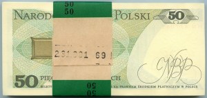 BANK PACKAGE - 50 zloty 1988 - HN series of 100 banknotes.
