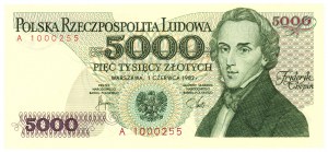 5 000 zloty 1982 - série A 1000255