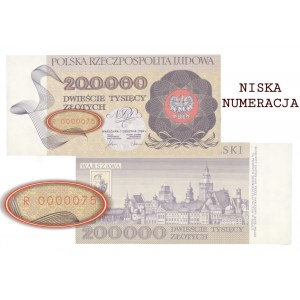 200.000 zloty 1989 - Serie R 0000075 - numerazione molto bassa