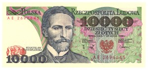 10.000 złotych 1988 - bardzo rzadka seria AE - RZADKOŚĆ L8