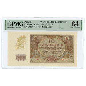10 złotych 1940 - seria L. - PMG 64