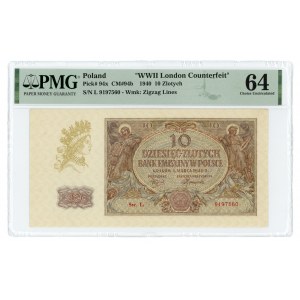 10 złotych 1940 - seria L. - PMG 64