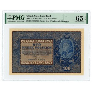 100 marks polonais 1919 - IH Série Z - PMG 65 EPQ