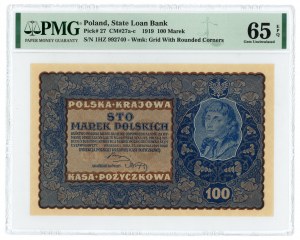 100 marks polonais 1919 - IH Série Z - PMG 65 EPQ