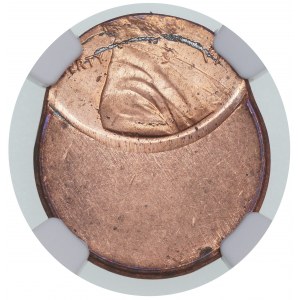 USA - 1 cent Abraham Lincoln zničený/opečiatkovaný - NGC MS 66 RD