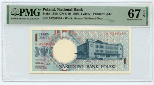 Polish Cities, Gdynia - 1 gold 1990 - series A - PMG 67 EPQ - 2nd max note