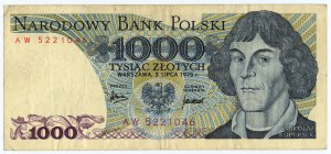 1.000 złotych 1975 - seria AW - RZADKA