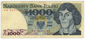 1,000 PLN 1975 - series AW - RARE