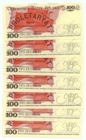 100 złotych 1988 - seria RD, PZ, TF, RL - zestaw 7 sztuk