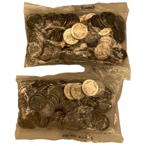 20 grošov 2007 - sada 2 mincových vrecúšok po 100 minciach