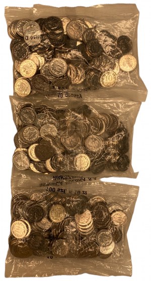 10 groszy 2007, 2009, 2012 - woreczek bankowy - set 3 sztuk po 100 monet