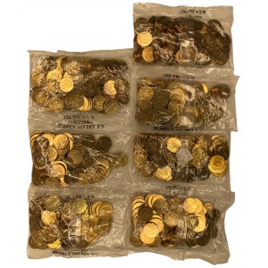 2 mince 2005, 2007, 2008, 2012 - bankovní sáček - sada 7 kusů po 100 mincích