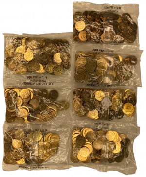 2 Pfennige 2005, 2007, 2008, 2012 - Bank-Tasche - Satz von 7 Stück von je 100 Münzen