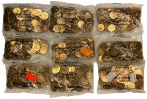 5 groszy (2004-2010) - zestaw 9 sztuk woreczków menniczych po 100 monet