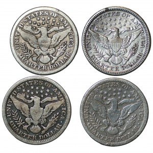 USA - 1/4 dolara 1900, 1902, 1906, 1908 - zestaw 4 sztuk monet