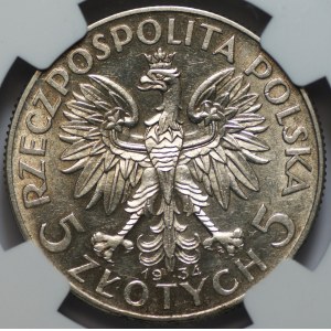 5 złotych 1934 - NGC AU 55