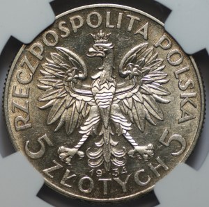 5 zlatých 1934 - NGC AU 55