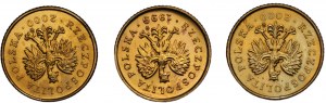 1 grosz 1999-2000 - ODWROTKI - zestaw 3 monet
