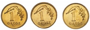 1 penny 1999-2000 - ODWROTKI - set of 3 coins