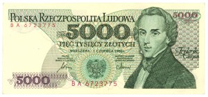 5,000 zloty 1986 - BA series