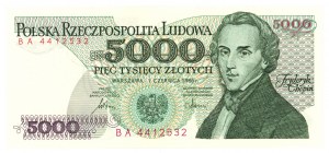 5 000 zlotých 1986 - séria BA