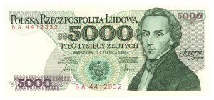 5,000 zloty 1986 - BA series