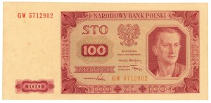 100 zloty 1948 - GW series with a frame around the 100 denomination