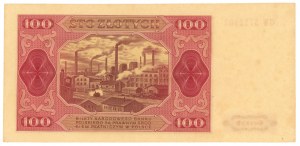 100 zloty 1948 - GW series with a frame around the 100 denomination