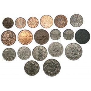 1-50 grošov 1923-1939 - sada 19 mincí