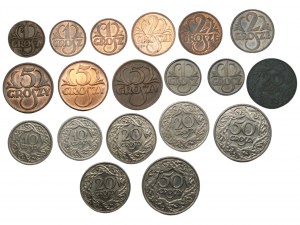 1-50 Grosze 1923-1939 - Satz von 19 Münzen