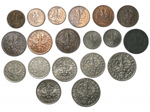 1-50 grošů 1923-1939 - sada 19 mincí