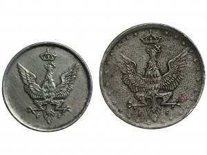 Regno di Polonia - 1 e 5 fennig 1918 - serie di 2 monete