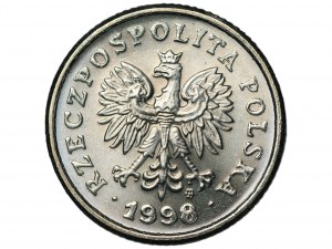 20 pennies 1998 - chipping of the date stamp on the obverse