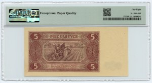 5 złotych 1948 seria AL - PMG 58 EPQ - TRAKTOREK