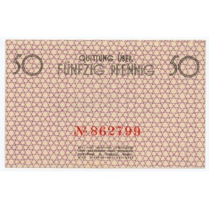 GETTO w ŁODZI - 50 fenigów (pfennig) 1940 - numerator czerwony