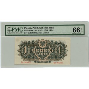 1 złoty 1944 - ...obowiązkowym - seria XO - PMG 66 EPQ