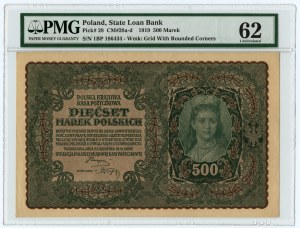 500 Polish marks 1919 - 1st Series BP - PMG 62