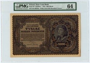 1 000 marks polonais 1919 - III Série AS - PMG 64