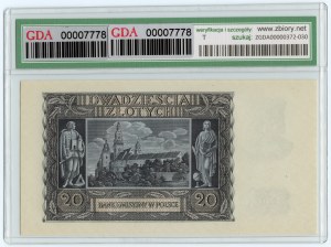 20 złotych 1940 - seria L 0784087 - GDA 66 EPQ