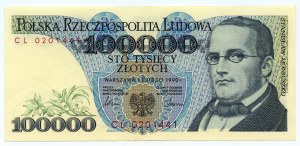 100,000 zloty 1990 - series CL 0201441