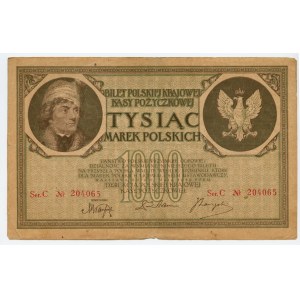1000 marek polskich 1919 - Ser. C 204065 - 6 cyfr